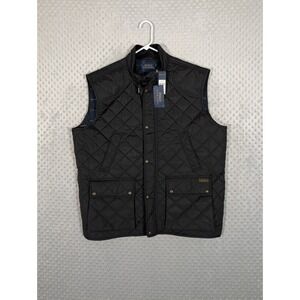 Polo Ralph Lauren Hunting Club Vest Mens 2XB Black Quilted Body Warmer Lined **